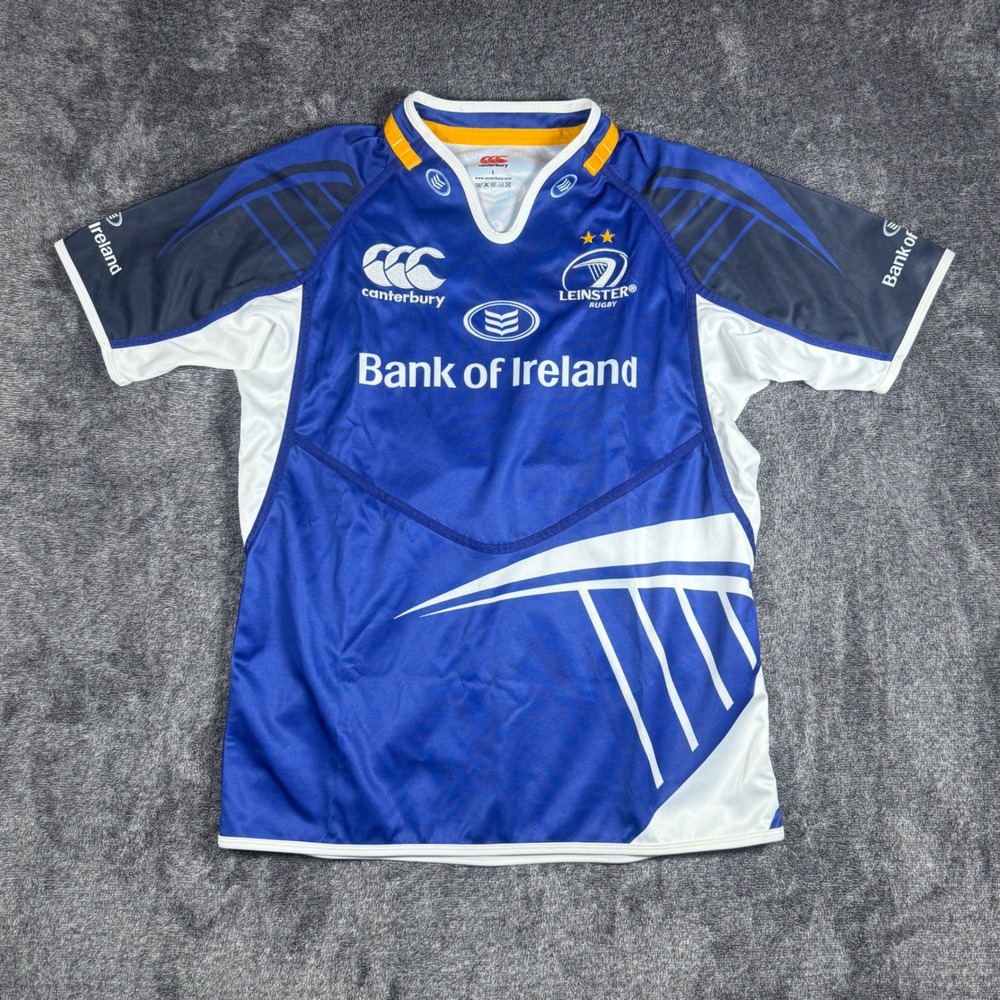 Canterbury Leinster Rugby Jersey Mens Large Blue Bank of Ireland Short Sleeve